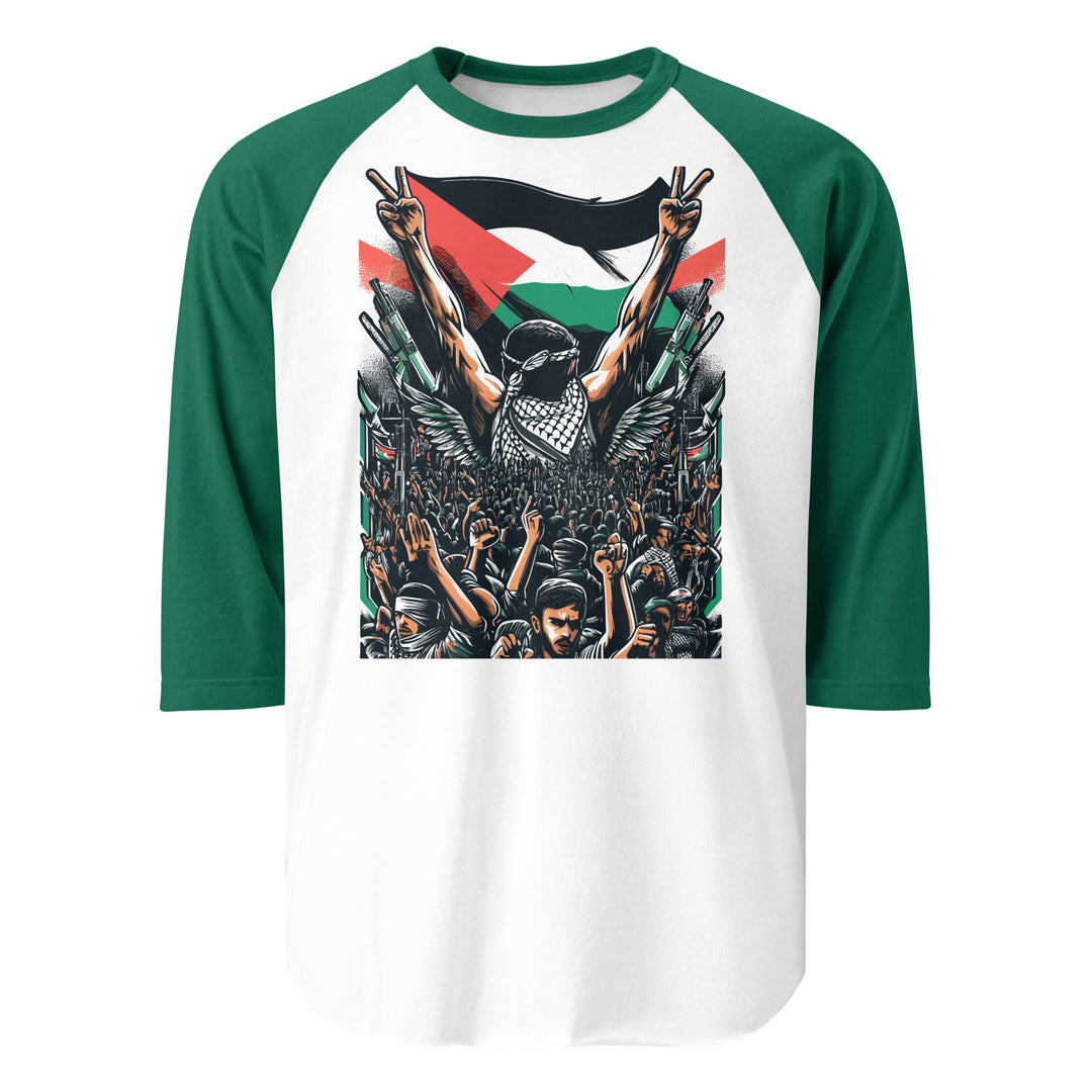 Men 3/4 sleeve raglan shirt - Art by Moh, 34 Sleeve Raglan Shirt White Kelly