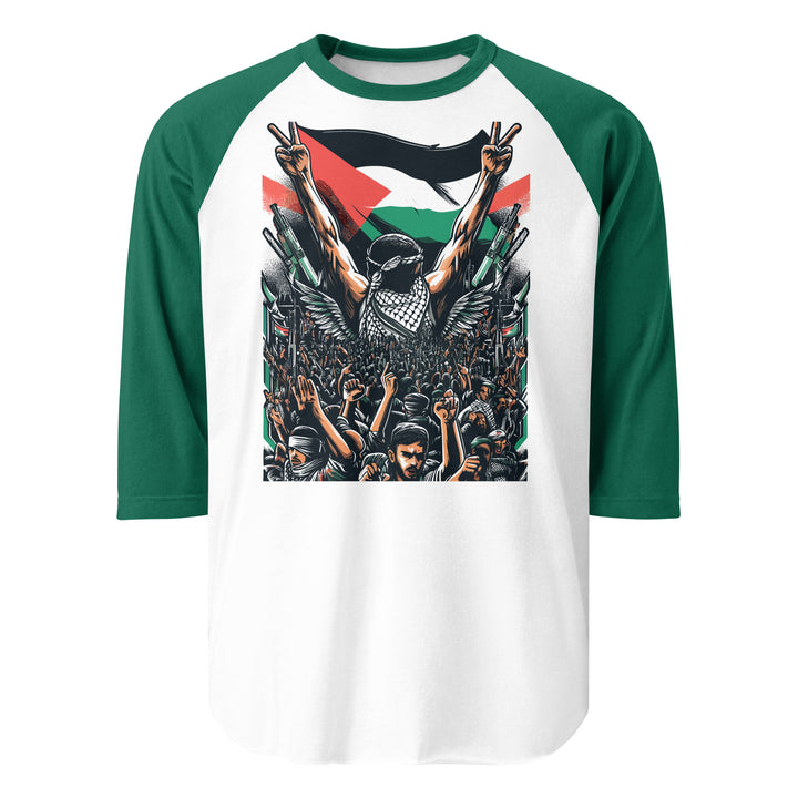 Men 3/4 sleeve raglan shirt - Art by Moh, 34 Sleeve Raglan Shirt White Kelly