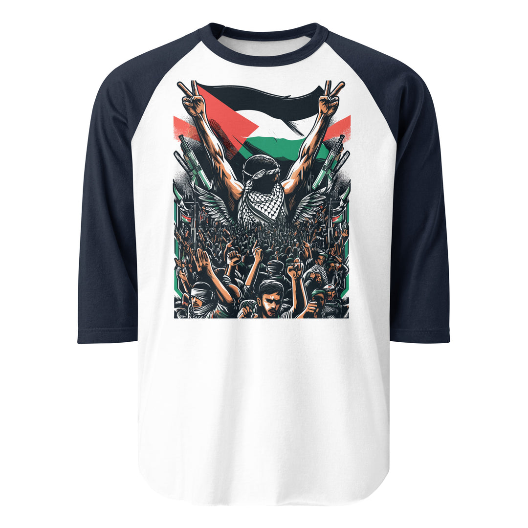 Men 3/4 sleeve raglan shirt - Art by Moh, 34 Sleeve Raglan Shirt White Navy