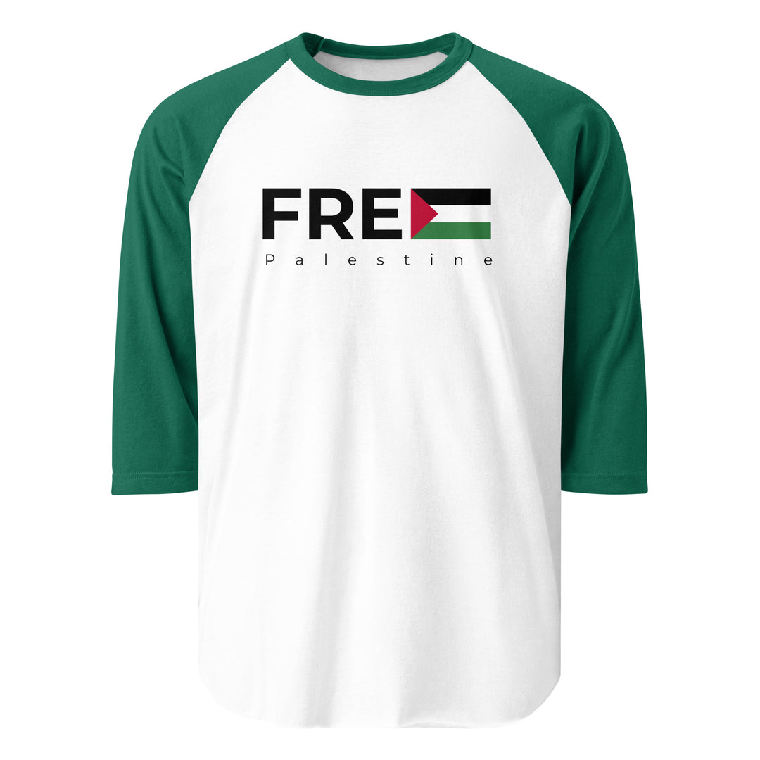Men 3/4 sleeve raglan shirt - Free Palestine, 34 Sleeve Raglan Shirt White Kelly