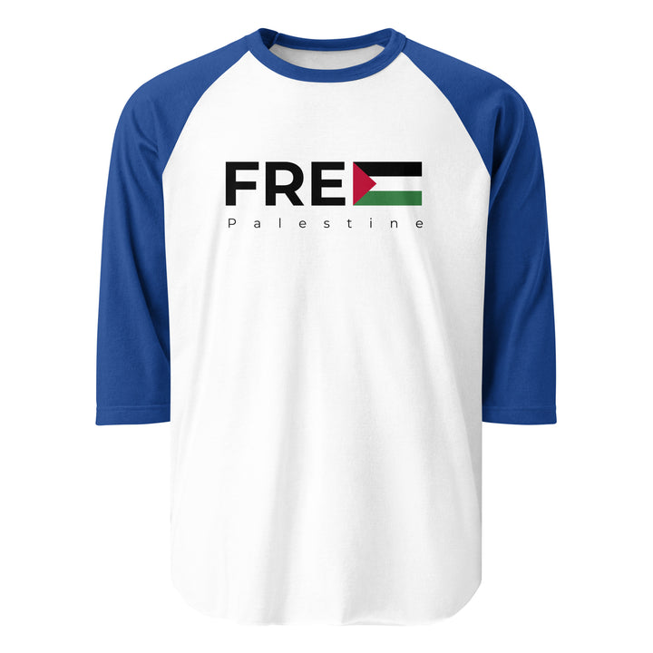 Men 3/4 sleeve raglan shirt - Free Palestine, 34 Sleeve Raglan Shirt White Royal