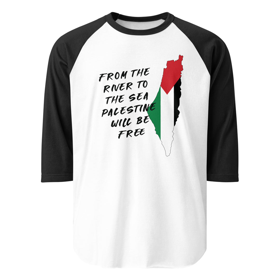 Men 3/4 sleeve raglan shirt - From the River, 34 Sleeve Raglan Shirt White Black