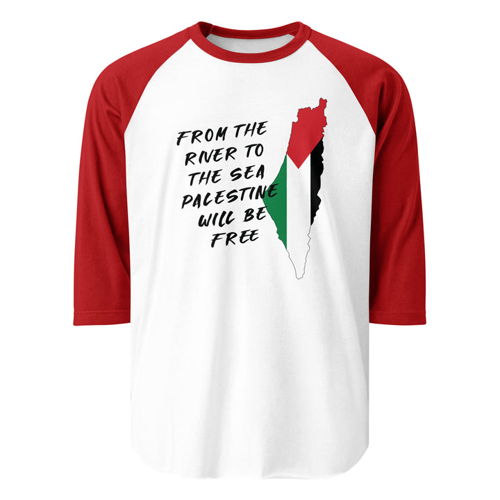 Men 3/4 sleeve raglan shirt - From the River, 34 Sleeve Raglan Shirt White Red