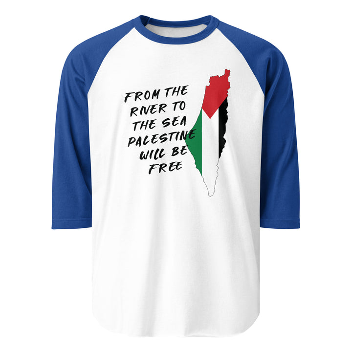 Men 3/4 sleeve raglan shirt - From the River, 34 Sleeve Raglan Shirt White Royal