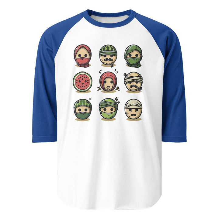 Men 3/4 sleeve raglan shirt - Palestine Emoji, 34 Sleeve Raglan Shirt White Royal