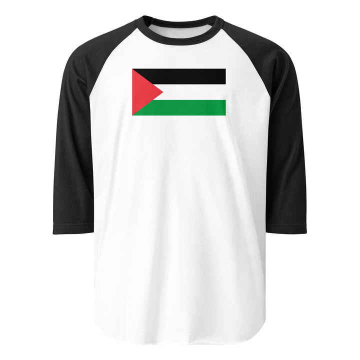 Men 3/4 sleeve raglan shirt - Palestine Flag, 34 Sleeve Raglan Shirt White Black