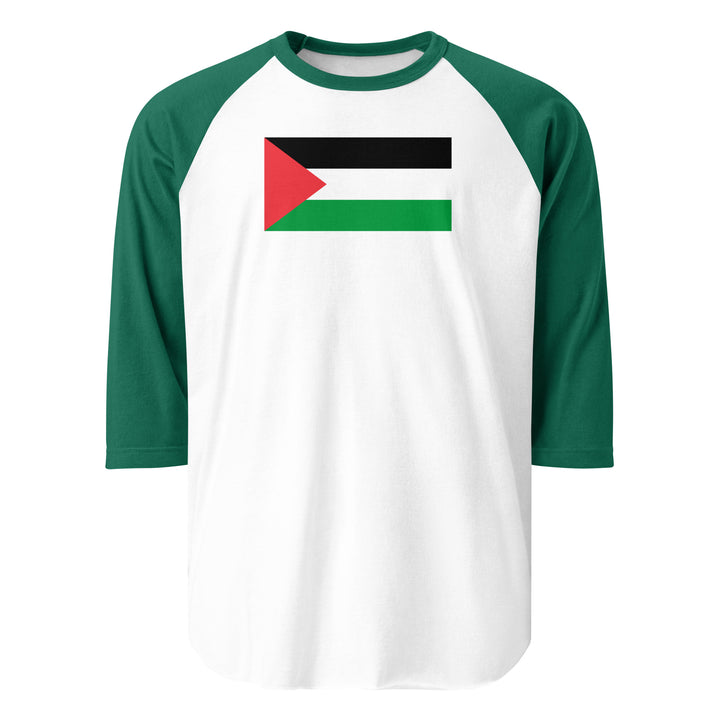 Men 3/4 sleeve raglan shirt - Palestine Flag, 34 Sleeve Raglan Shirt White Kelly