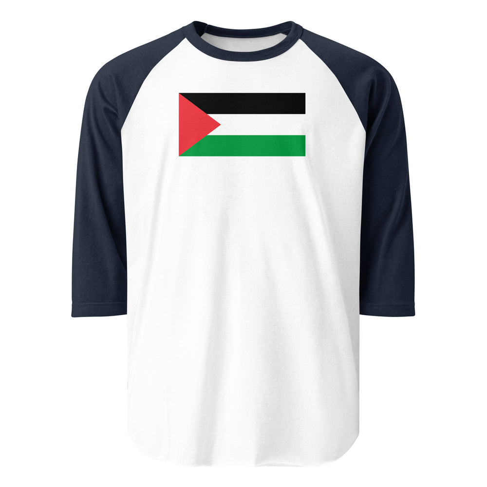 Men 3/4 sleeve raglan shirt - Palestine Flag, 34 Sleeve Raglan Shirt White Navy