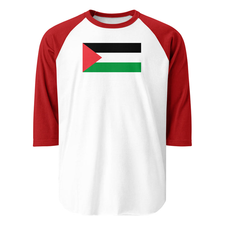 Men 3/4 sleeve raglan shirt - Palestine Flag, 34 Sleeve Raglan Shirt White Red