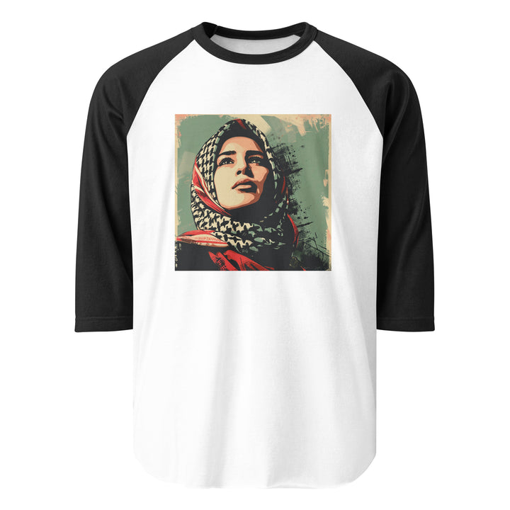 Men 3/4 sleeve raglan shirt - Palestine Hope, 34 Sleeve Raglan Shirt White Black