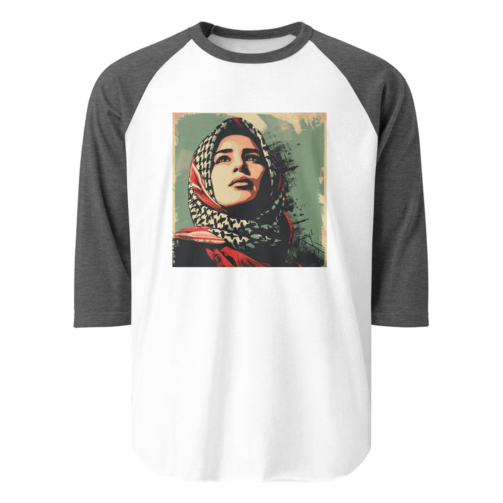 Men 3/4 sleeve raglan shirt - Palestine Hope, 34 Sleeve Raglan Shirt White Heather Charcoal