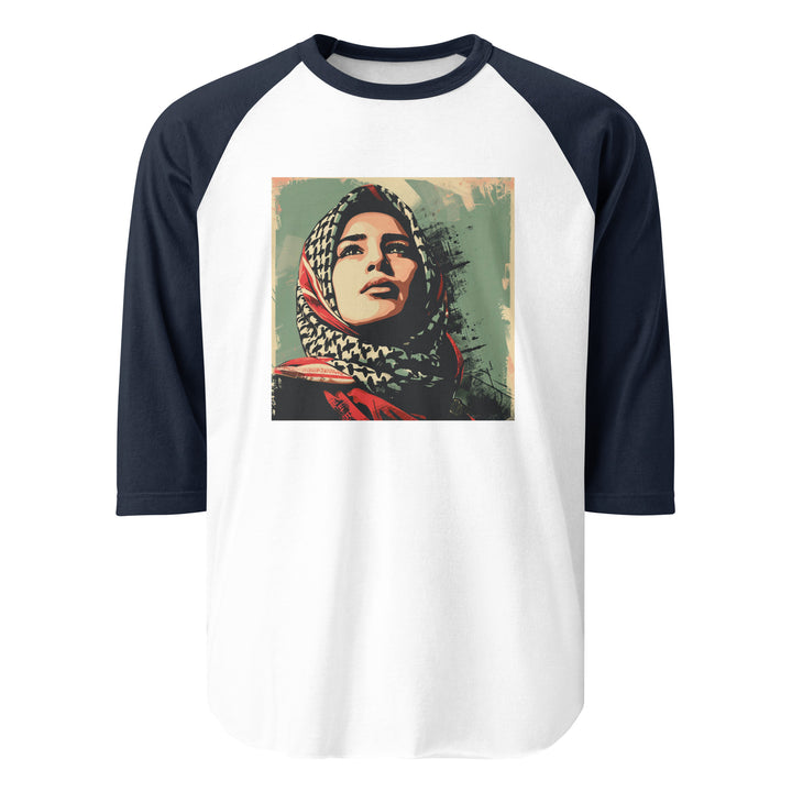 Men 3/4 sleeve raglan shirt - Palestine Hope, 34 Sleeve Raglan Shirt White Navy