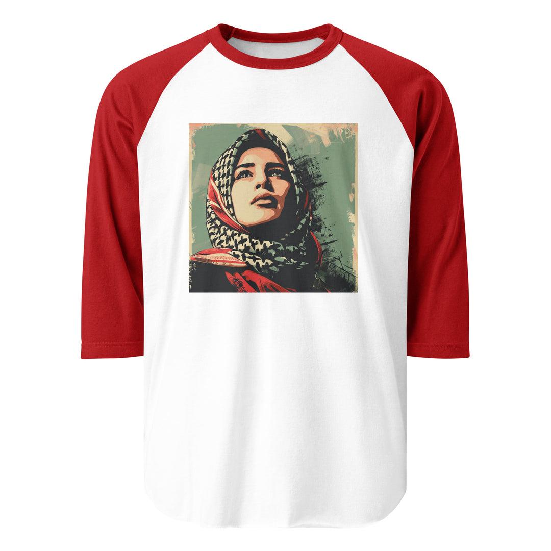 Men 3/4 sleeve raglan shirt - Palestine Hope, 34 Sleeve Raglan Shirt White Red