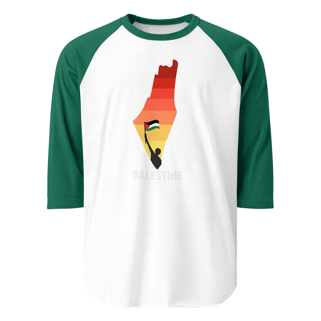 Men 3/4 sleeve raglan shirt - Palestine Map, 34 Sleeve Raglan Shirt White Kelly