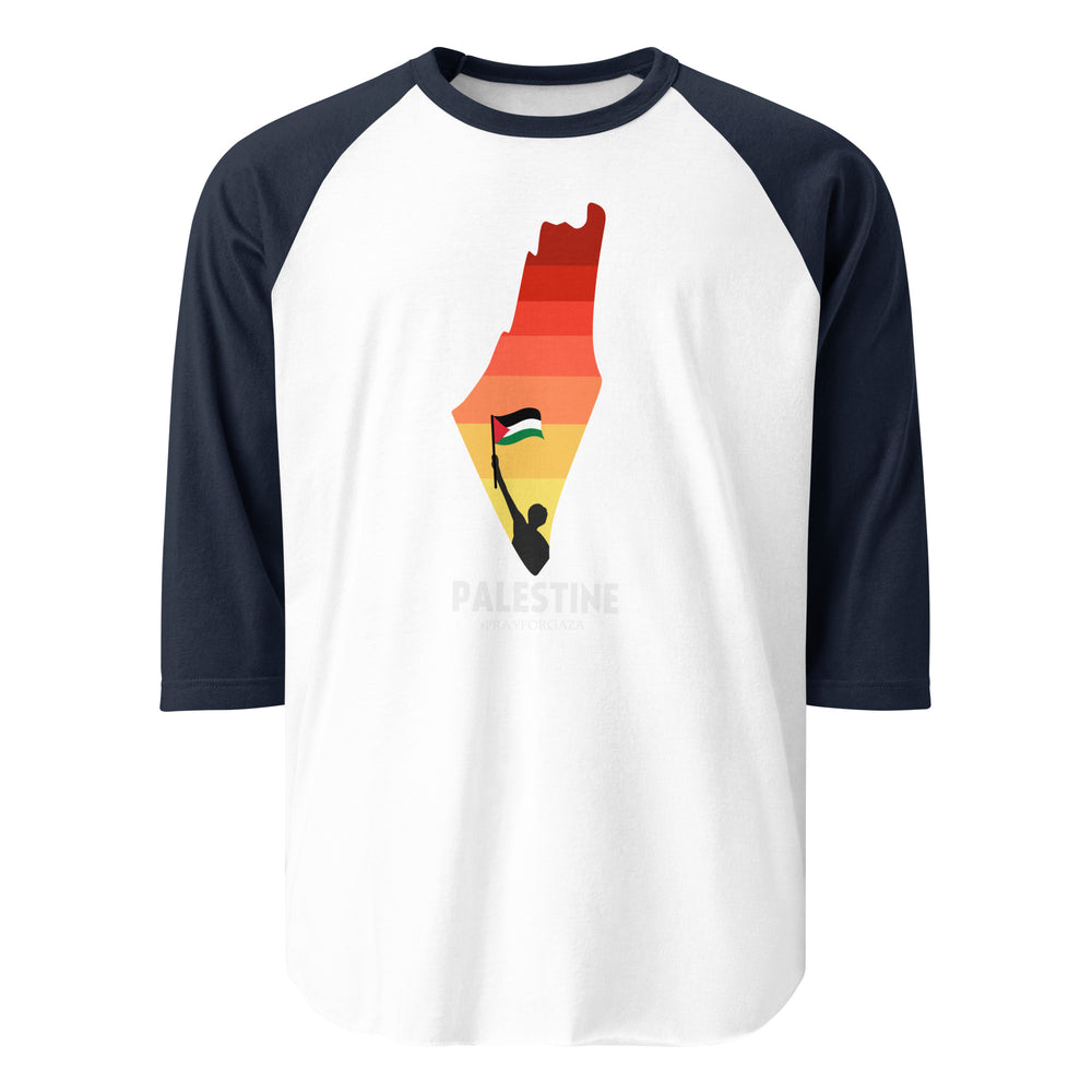 Men 3/4 sleeve raglan shirt - Palestine Map, 34 Sleeve Raglan Shirt White Navy