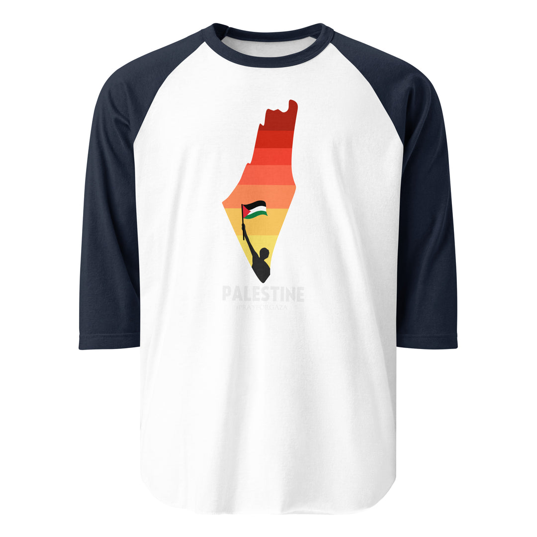 Men 3/4 sleeve raglan shirt - Palestine Map, 34 Sleeve Raglan Shirt White Navy