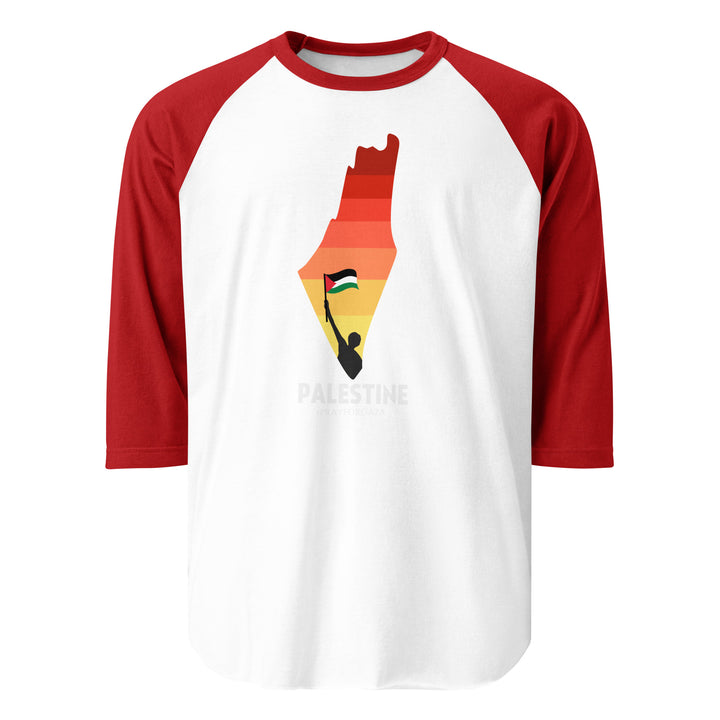 Men 3/4 sleeve raglan shirt - Palestine Map, 34 Sleeve Raglan Shirt White Red