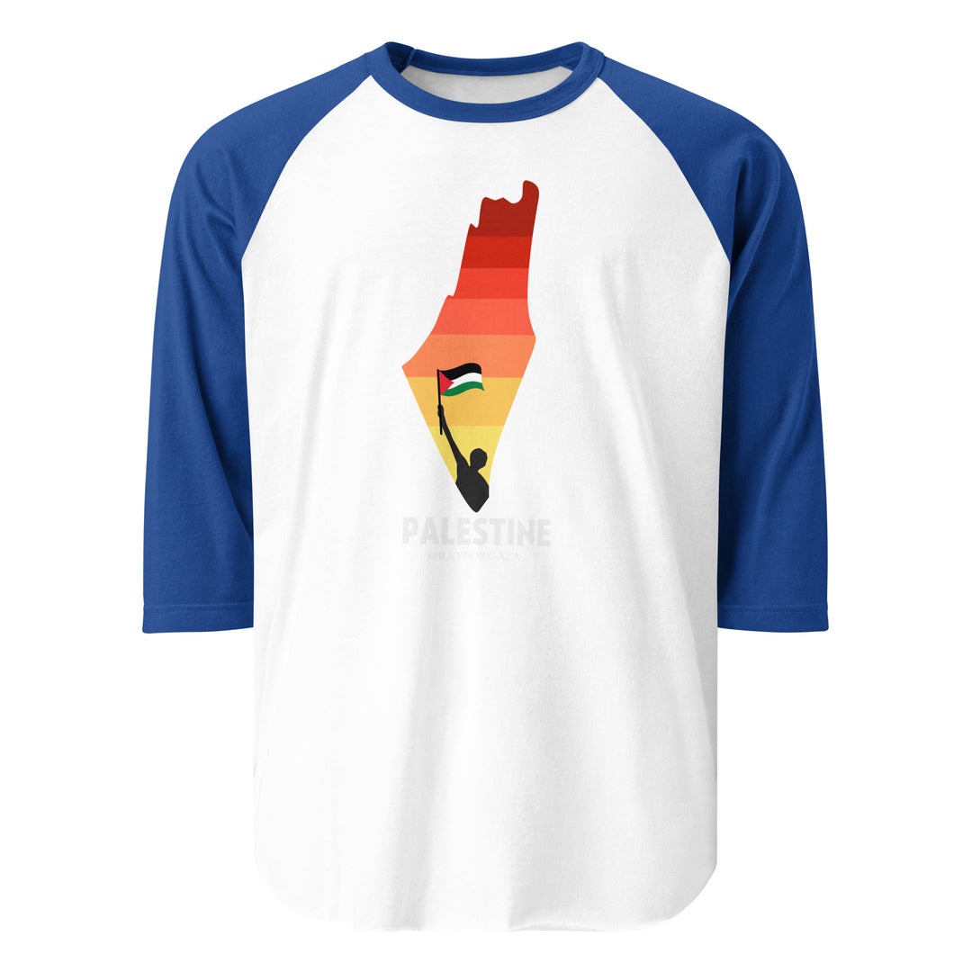 Men 3/4 sleeve raglan shirt - Palestine Map, 34 Sleeve Raglan Shirt White Royal