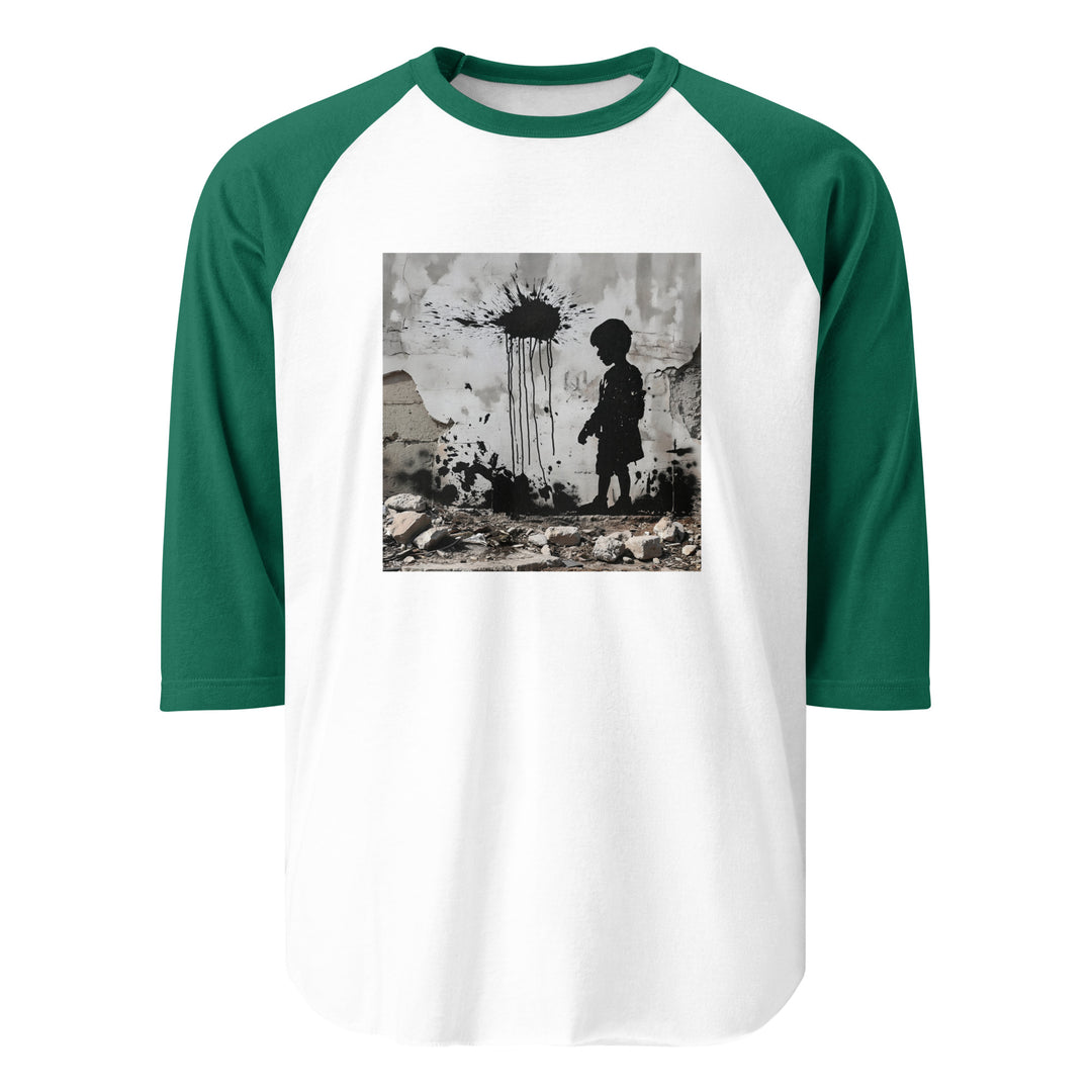 Men 3/4 sleeve raglan shirt - Palestine Wall, 34 Sleeve Raglan Shirt White Kelly
