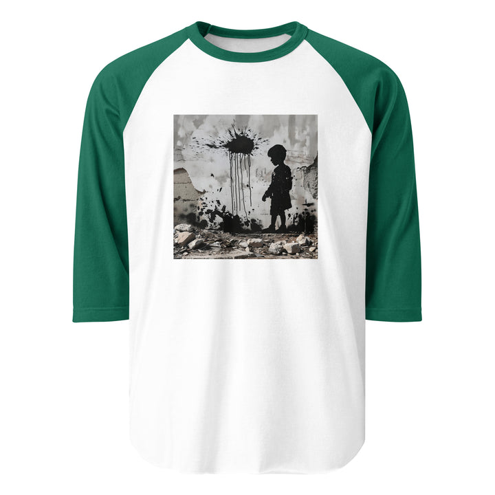 Men 3/4 sleeve raglan shirt - Palestine Wall, 34 Sleeve Raglan Shirt White Kelly