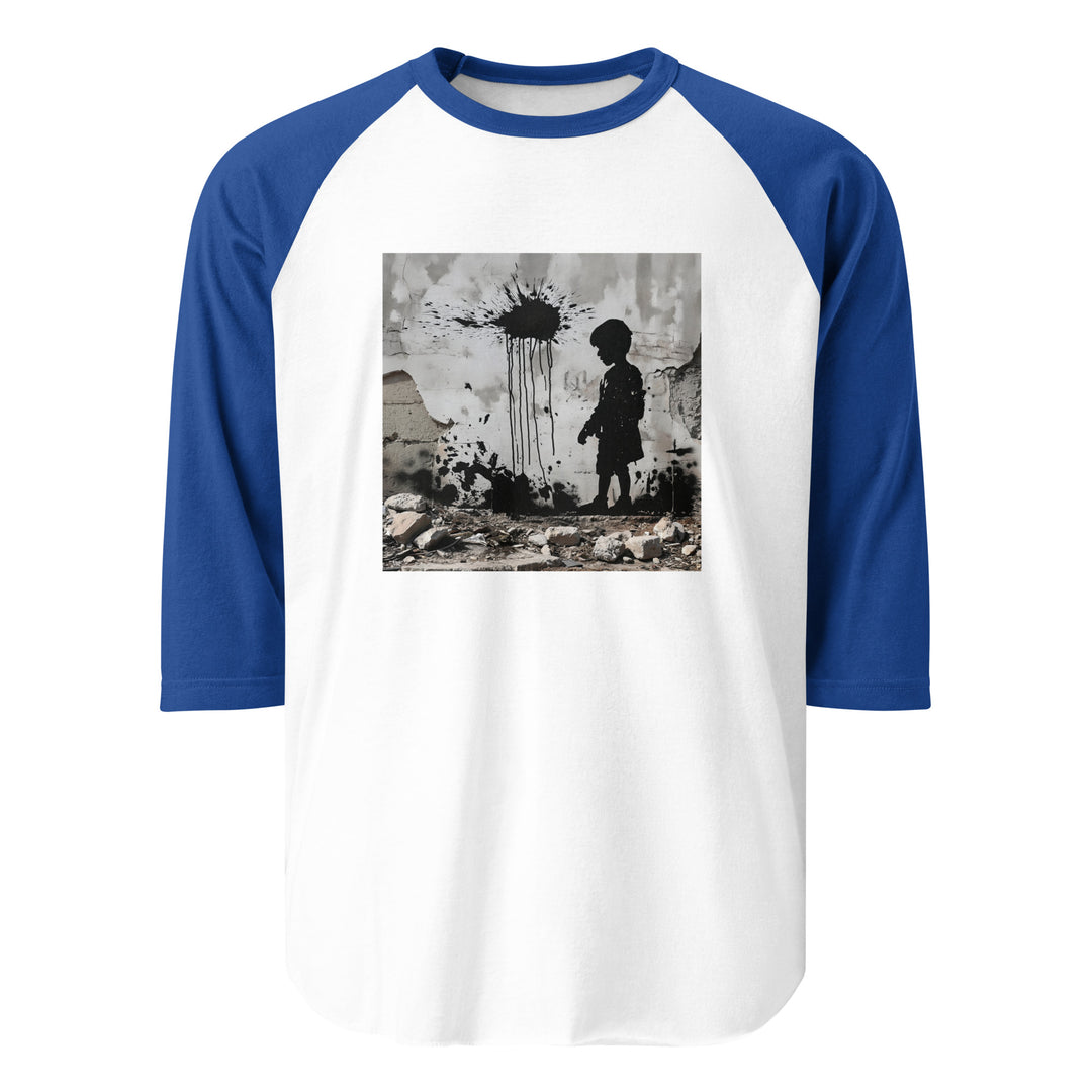 Men 3/4 sleeve raglan shirt - Palestine Wall, 34 Sleeve Raglan Shirt White Royal