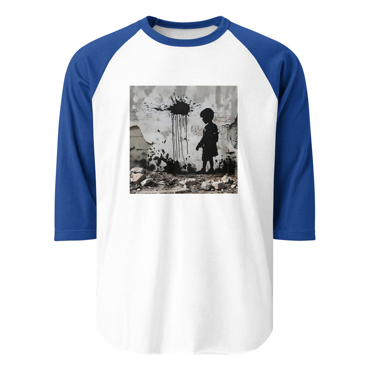 Men 3/4 sleeve raglan shirt - Palestine Wall, 34 Sleeve Raglan Shirt White Royal