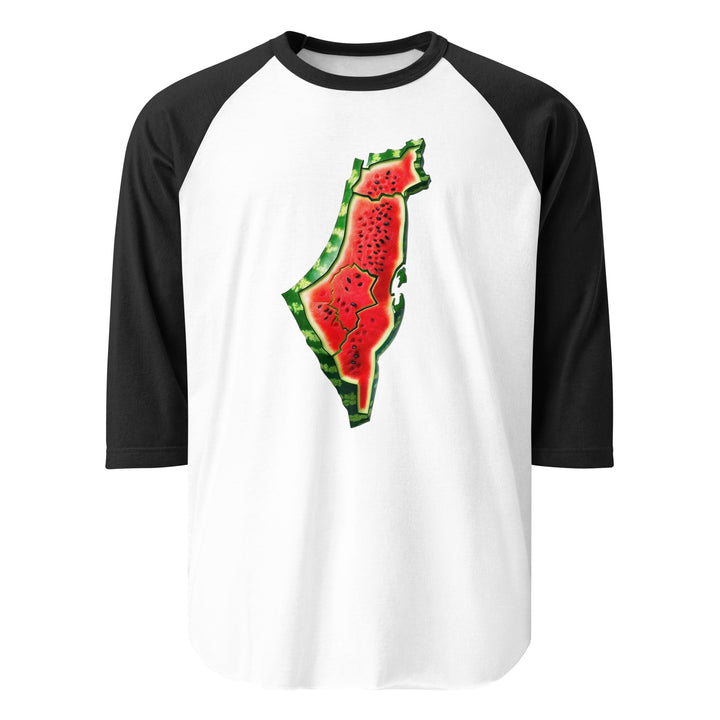 Men 3/4 sleeve raglan shirt - Palestine Watermelon, 34 Sleeve Raglan Shirt White Black