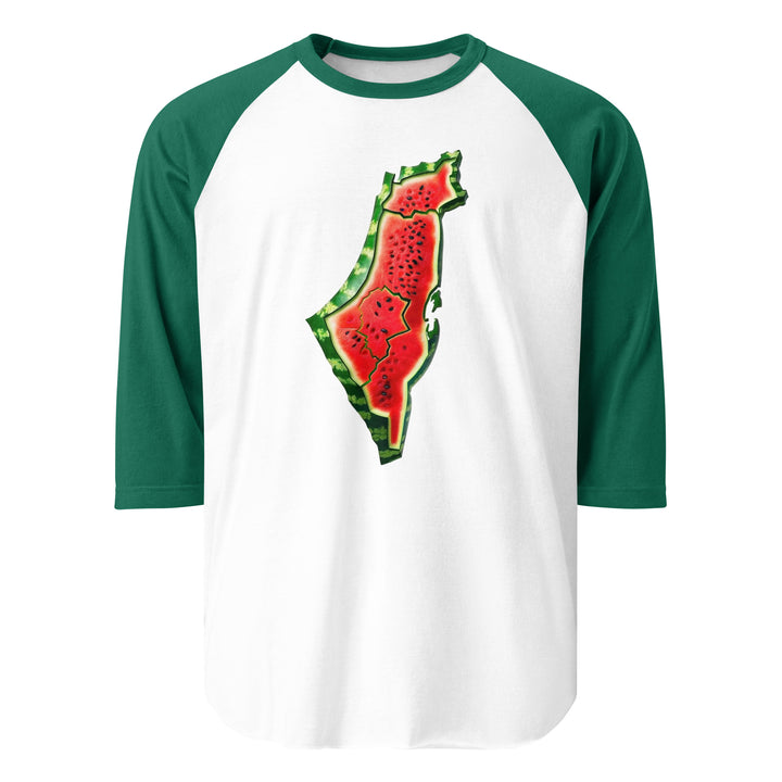 Men 3/4 sleeve raglan shirt - Palestine Watermelon, 34 Sleeve Raglan Shirt White Kelly