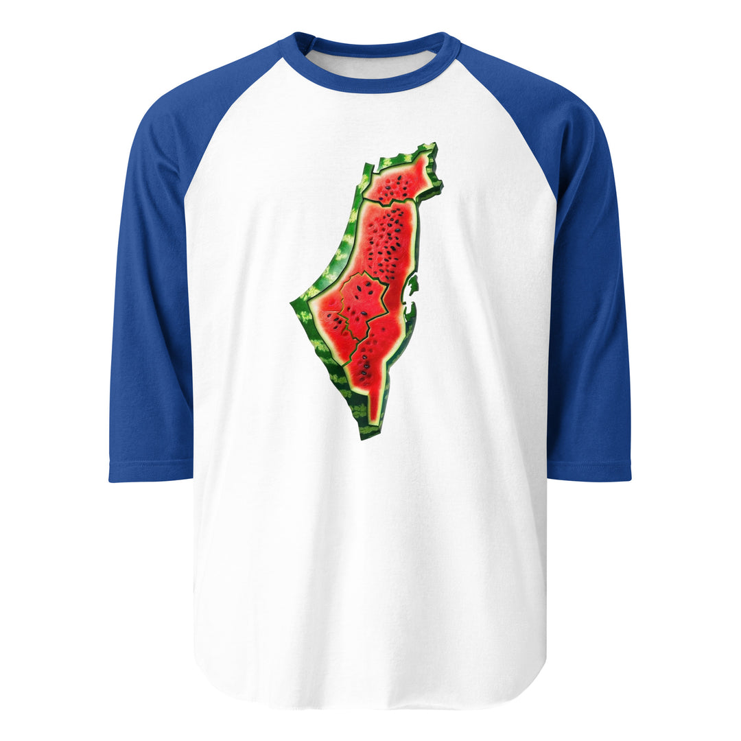 Men 3/4 sleeve raglan shirt - Palestine Watermelon, 34 Sleeve Raglan Shirt White Royal