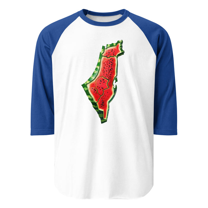 Men 3/4 sleeve raglan shirt - Palestine Watermelon, 34 Sleeve Raglan Shirt White Royal