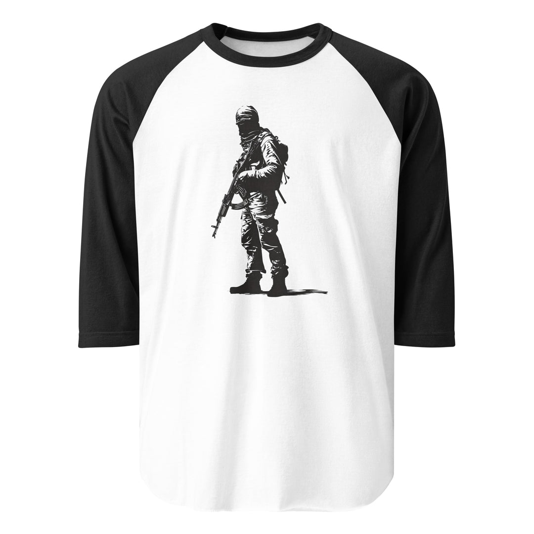 Men 3/4 sleeve raglan shirt - The Fighter, 34 Sleeve Raglan Shirt White Black