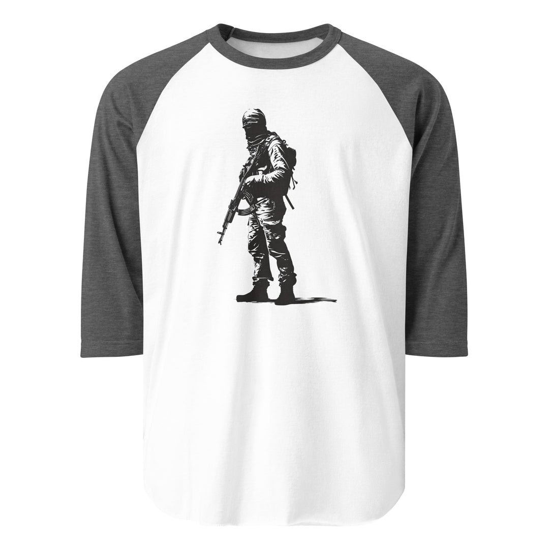 Men 3/4 sleeve raglan shirt - The Fighter, 34 Sleeve Raglan Shirt White Heather Charcoal
