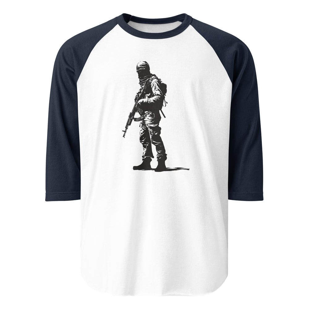 Men 3/4 sleeve raglan shirt - The Fighter, 34 Sleeve Raglan Shirt White Navy