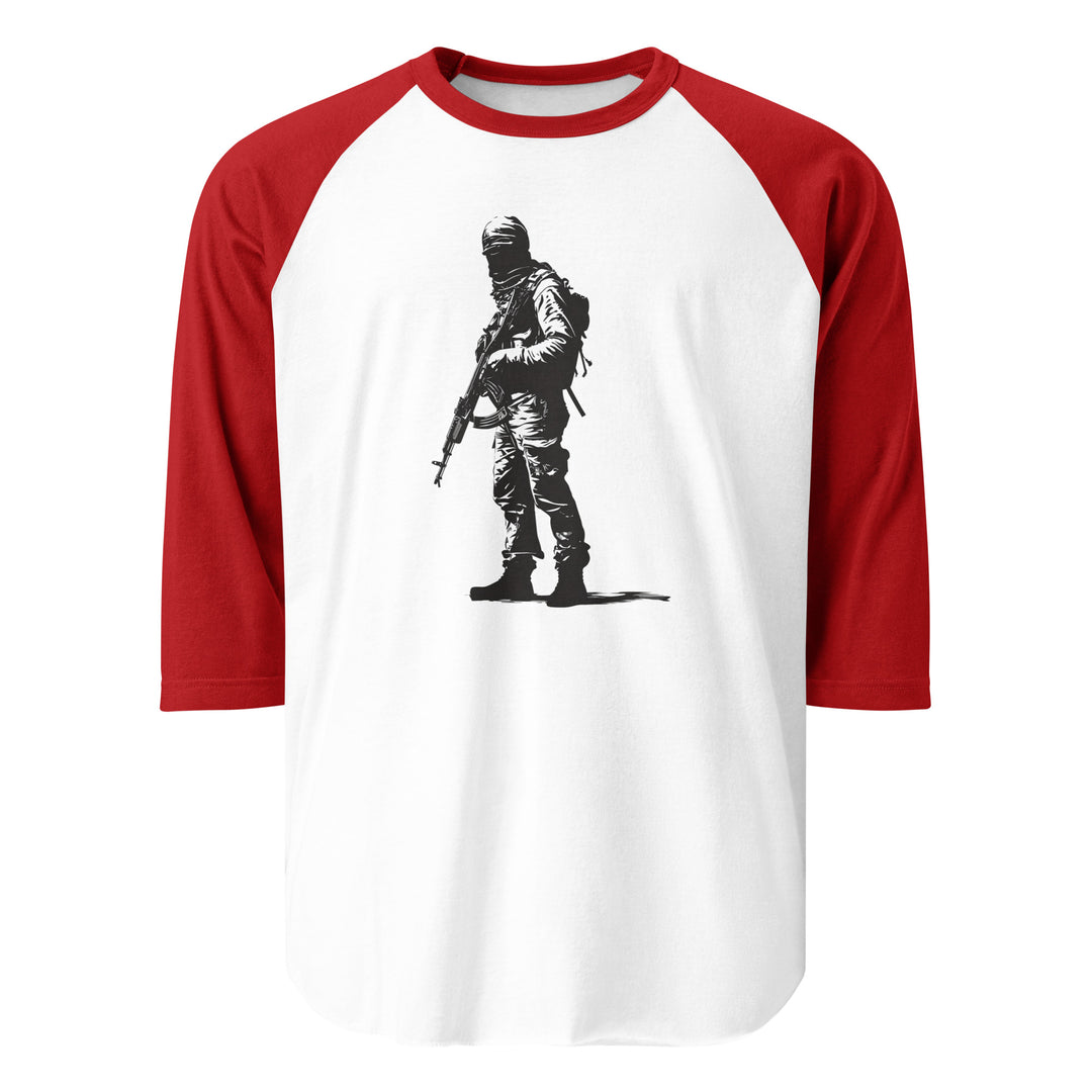 Men 3/4 sleeve raglan shirt - The Fighter, 34 Sleeve Raglan Shirt White Red