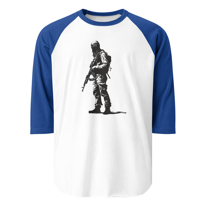 Men 3/4 sleeve raglan shirt - The Fighter, 34 Sleeve Raglan Shirt White Royal