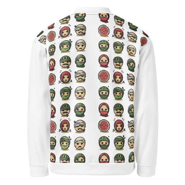 Men Bomber Jacket - Palestine Emoji, White
