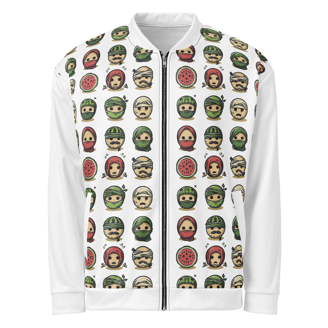 Men Bomber Jacket - Palestine Emoji, White