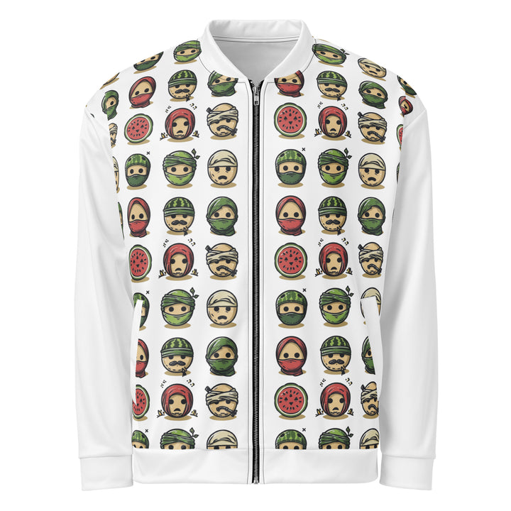 Men Bomber Jacket - Palestine Emoji, White