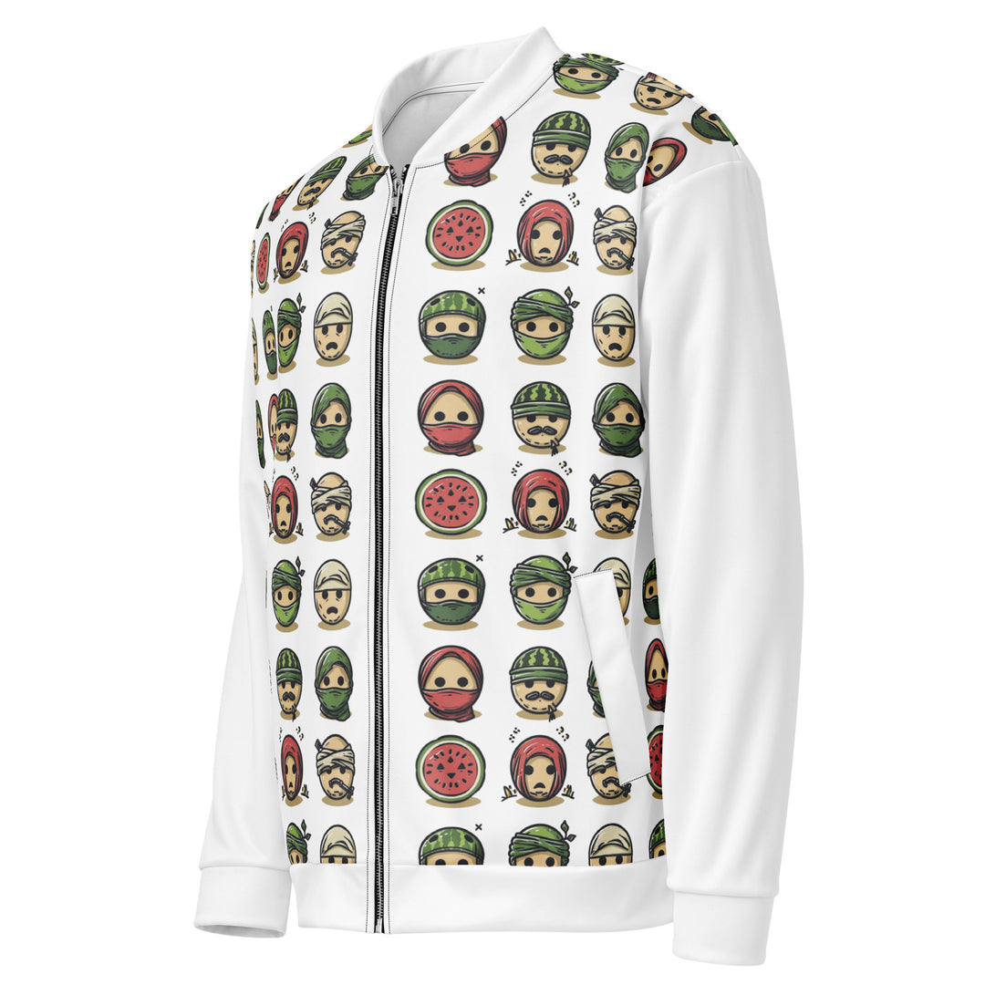 Men Bomber Jacket - Palestine Emoji, White