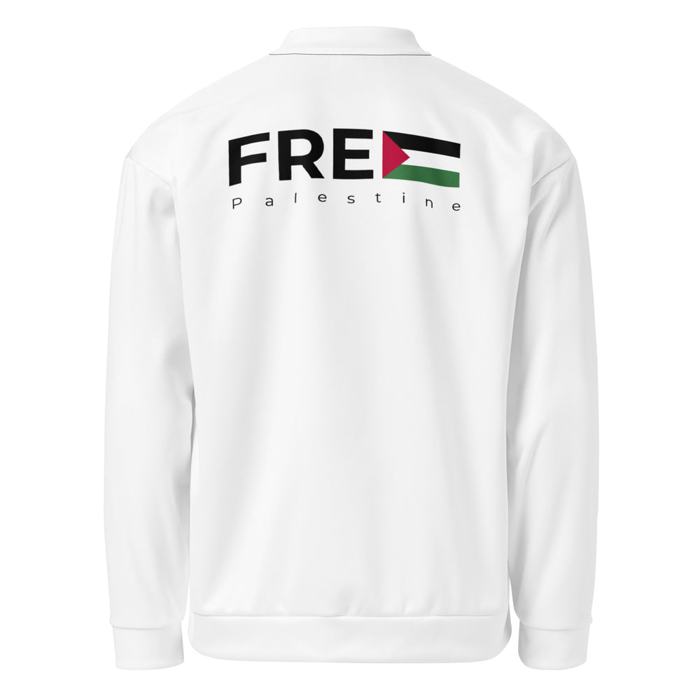 Men Bomber Jacket - Palestine Flag, White