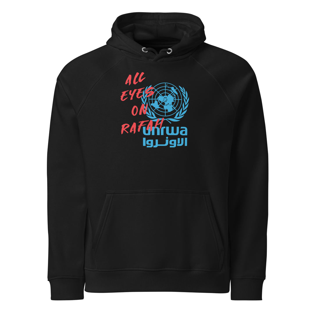 Men Eco Raglan Hoodie - All Eyes on Rafah, Eco Raglan Hoodie Black