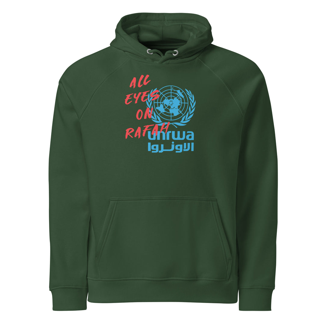 Men Eco Raglan Hoodie - All Eyes on Rafah, Eco Raglan Hoodie Bottle Green