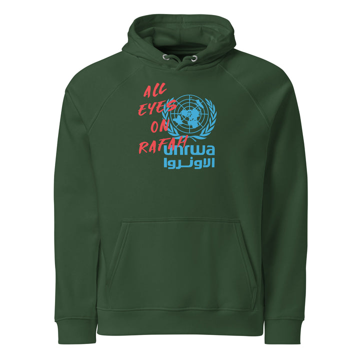 Men Eco Raglan Hoodie - All Eyes on Rafah, Eco Raglan Hoodie Bottle Green
