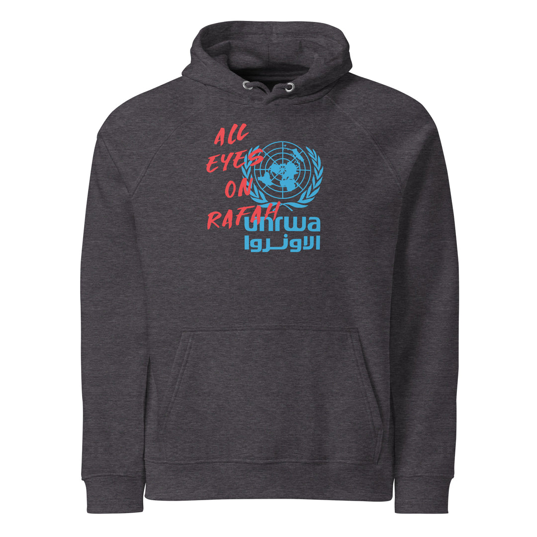 Men Eco Raglan Hoodie - All Eyes on Rafah, Eco Raglan Hoodie Charcoal Melange
