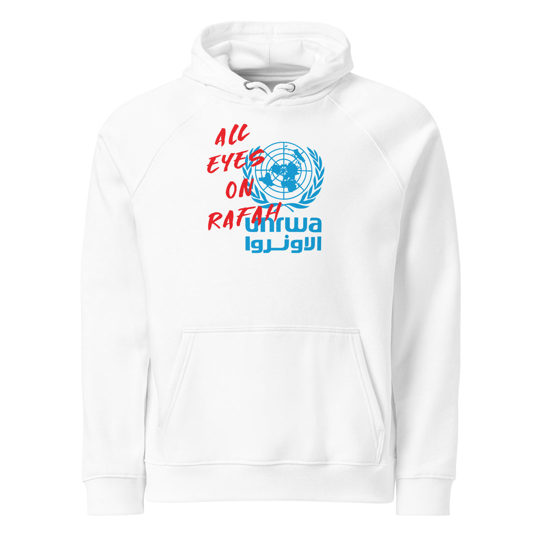 Men Eco Raglan Hoodie - All Eyes on Rafah, Eco Raglan Hoodie White