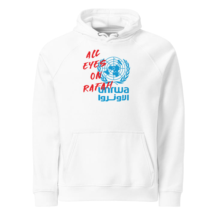 Men Eco Raglan Hoodie - All Eyes on Rafah, Eco Raglan Hoodie White