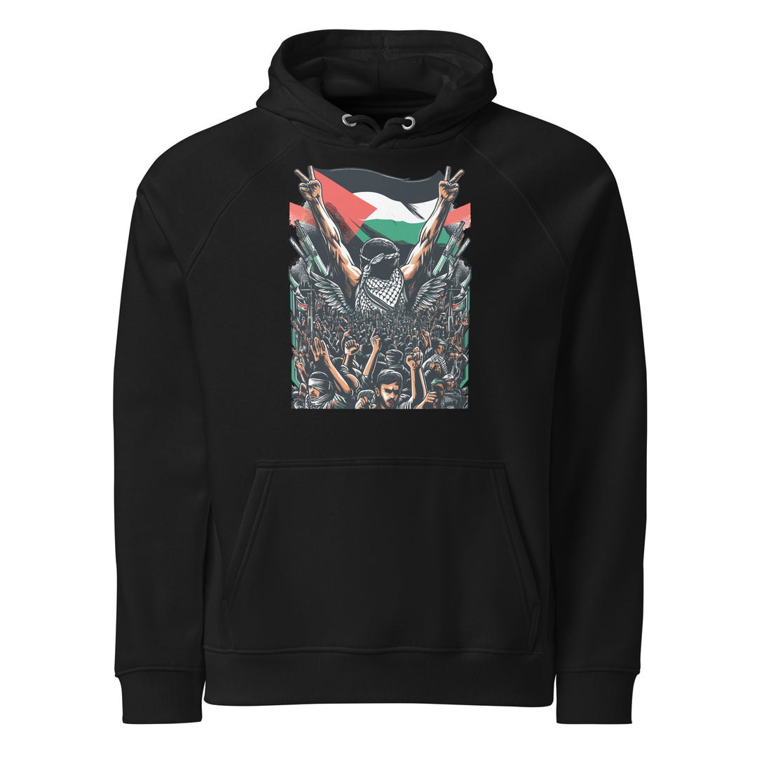 Men eco raglan hoodie - Free Palestine, Eco Raglan Hoodie Black