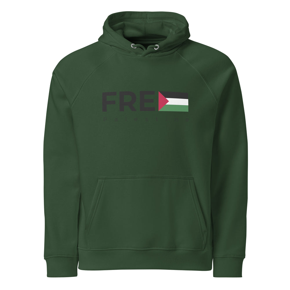 Men Eco Raglan Hoodie - Free Palestine, Eco Raglan Hoodie Bottle Green