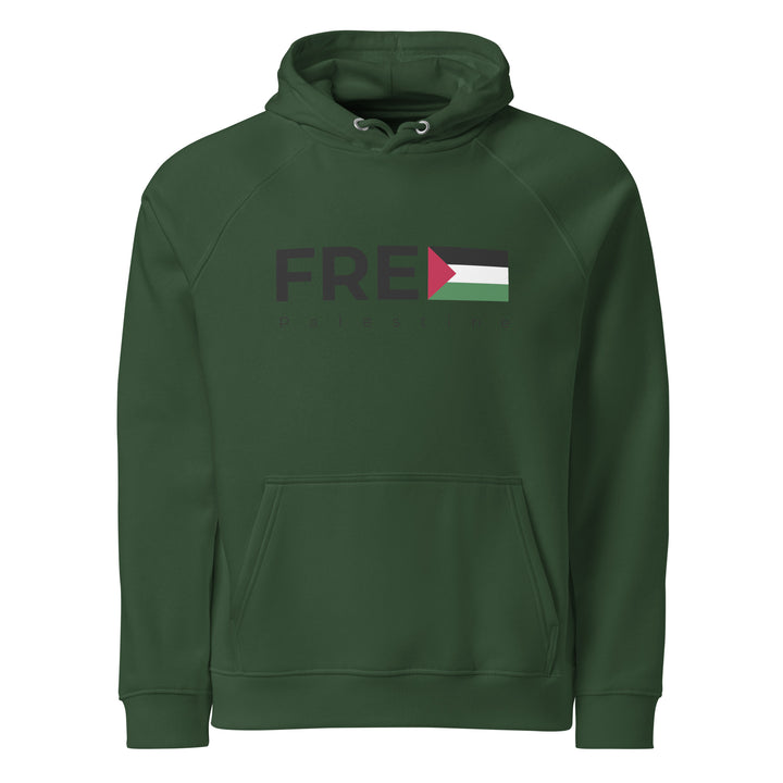 Men Eco Raglan Hoodie - Free Palestine, Eco Raglan Hoodie Bottle Green