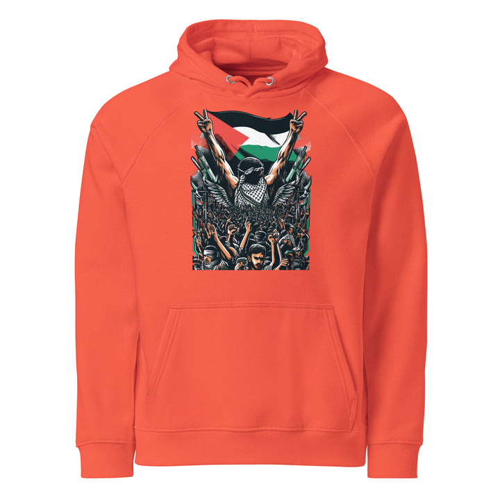 Men eco raglan hoodie - Free Palestine, Eco Raglan Hoodie Burnt Orange